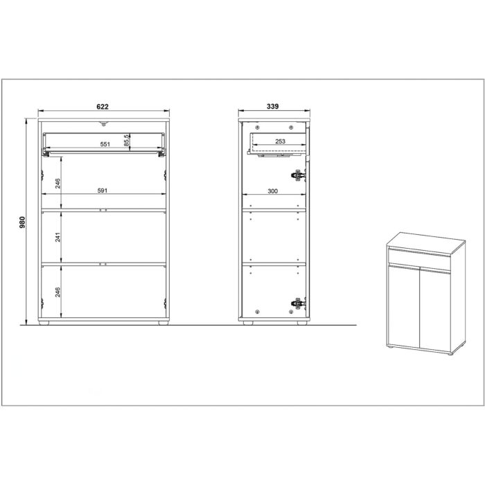 Commode de salle de bains Lemon, avec amortisseur aux portes et au tiroir, gris caillou