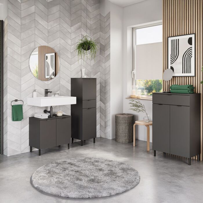 Badezimmer-Kommode «Aranka», mit Schublade und höhenverstellbaren Einlegeböden