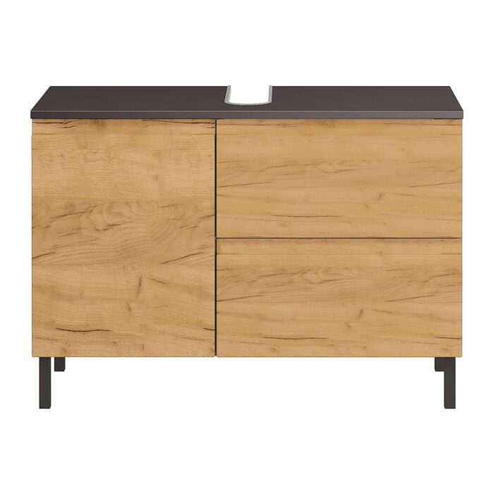 Meuble sous-lavabo Silas, modéle large, avec tiroir, compartiment et porte à amortissement main product photo