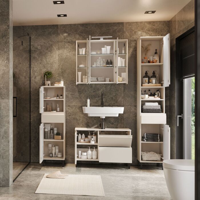 Badezimmerschrank «Silas», mit Türdämpfung und Schublade mit Selbsteinzug