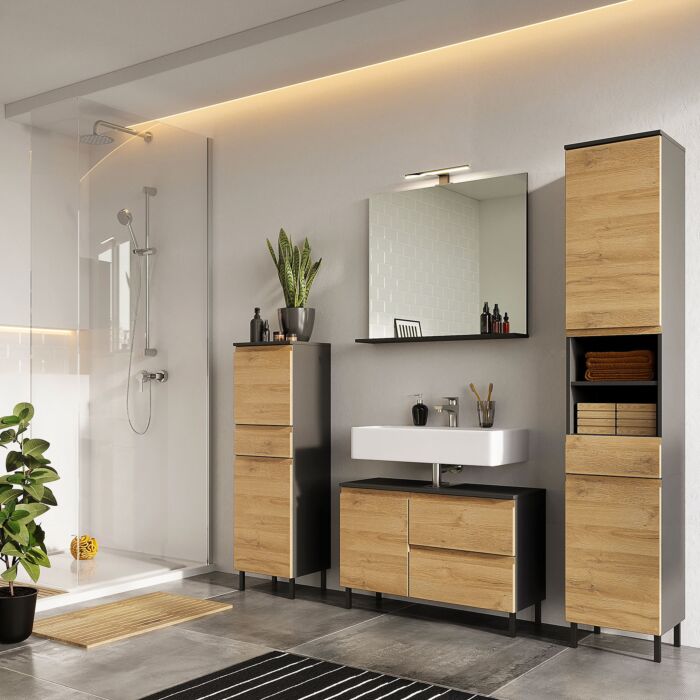 Badezimmerschrank «Silas», mit Türdämpfung und Schublade mit Selbsteinzug