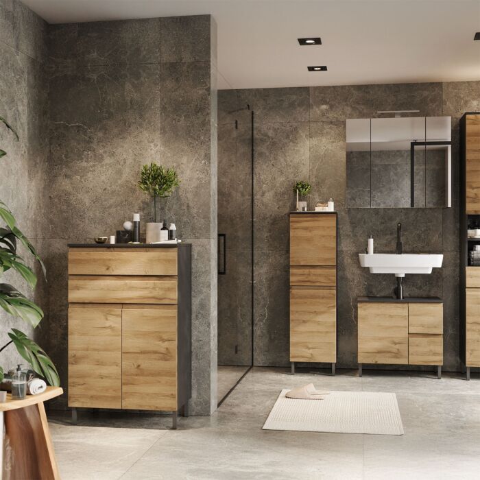 Badezimmerschrank «Silas», mit Türdämpfung und Schublade mit Selbsteinzug
