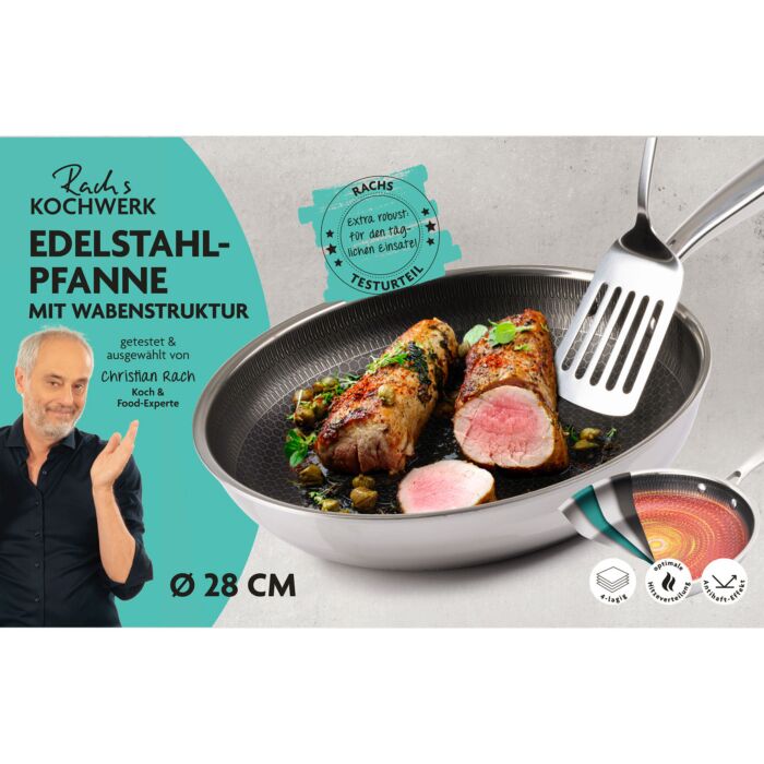 Rachs Kochwerk Bratpfanne «Edelstahl», kratzfest mit Wabenstruktur