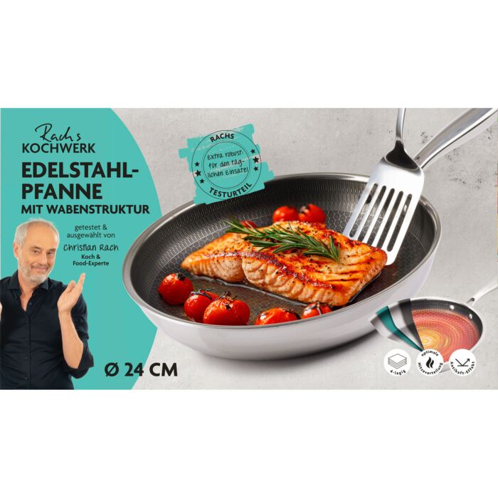 Rachs Kochwerk Bratpfanne «Edelstahl», kratzfest mit Wabenstruktur