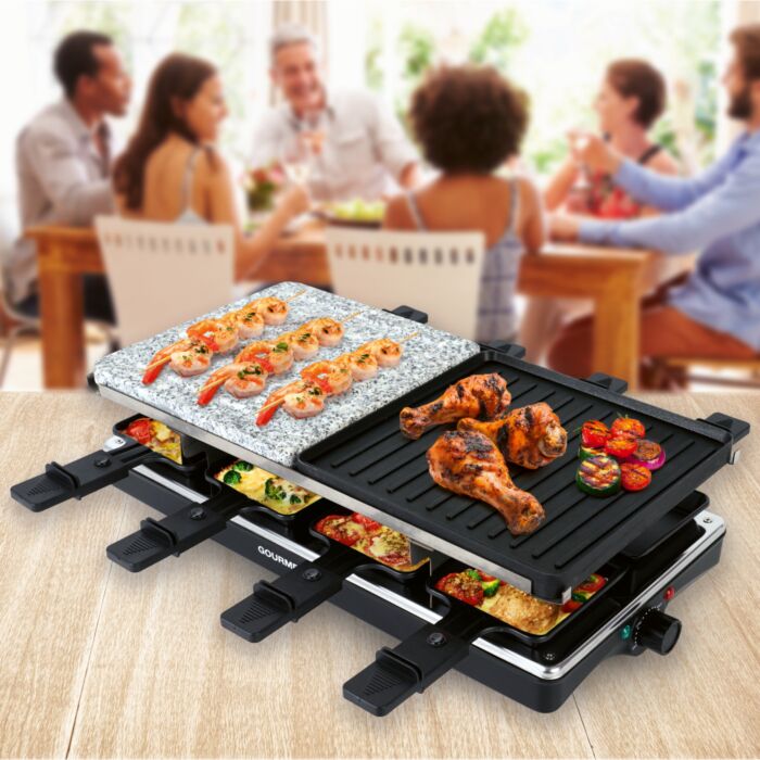 Gourmetmaxx Raclette-Grill «Deluxe 8», mit Marmorsteinplatte und Wendegrill