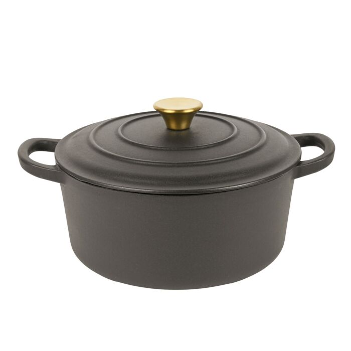 Gussbräter rund Schwarz-Gold, ofenfest bis 240°C