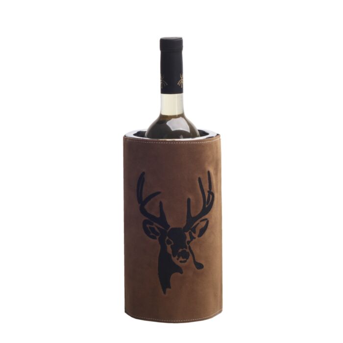 Seau à vin Nouvel « Motif cerf », avec revêtement en similicuir, pour bouteilles de 7,5 à 1 l main product photo