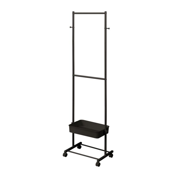 Portemanteau mobile, avec roulettes et panier réglable, noir main product photo