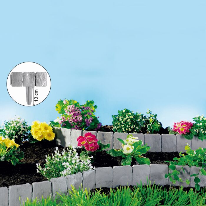 Bordure de plate-bande, lot de 10 – aspect pierre