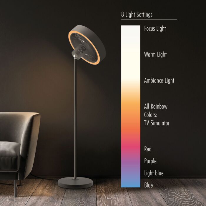 Ventilateur sur pied Trisa « Ambiance », avec éclairage LED, 3 hauteurs, 9 vitesses