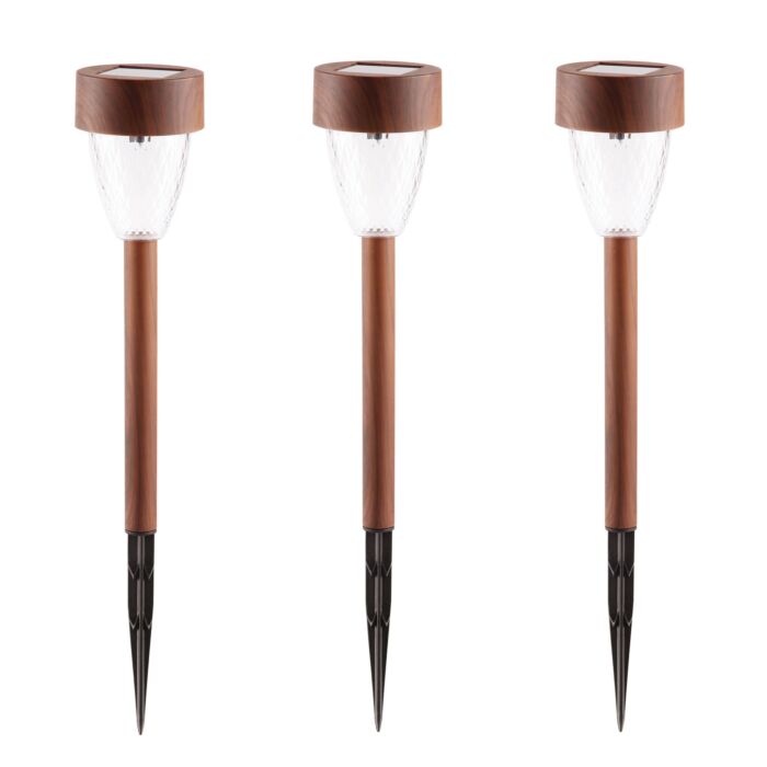 LED-Solarlampe Wood, 3er-Set