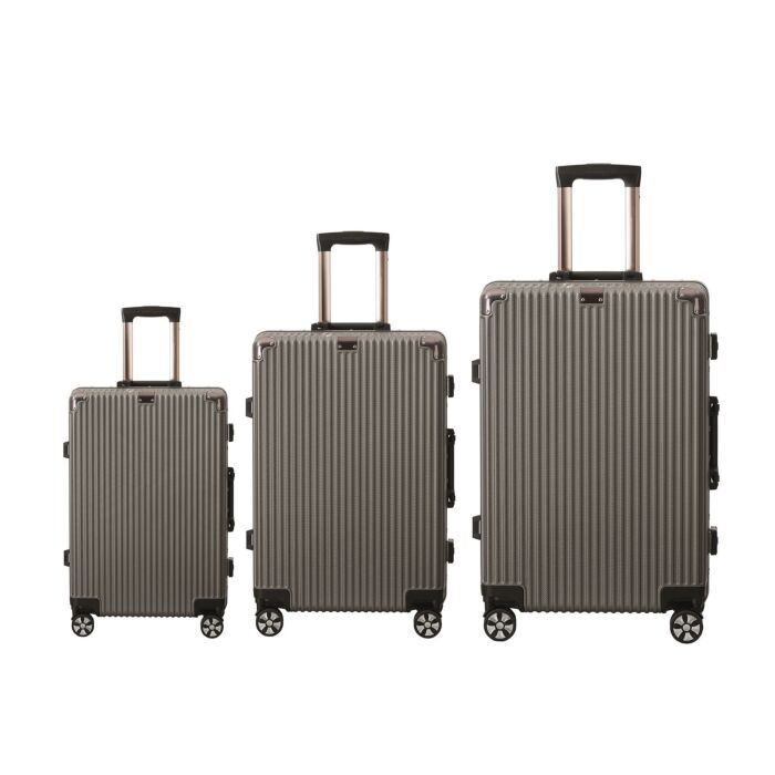 Lot de valises « Chicago », 3 pièces avec 4 roulettes et serrure TSA