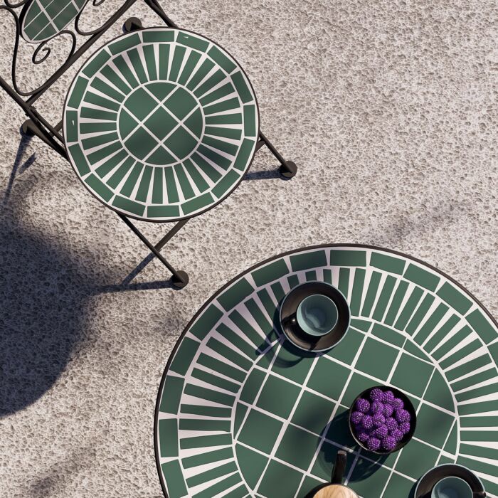 Bistroset 3-teilig «Astor», klappbare Stühle, Mosaikdekor