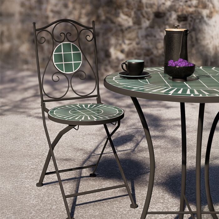 Bistroset 3-teilig «Astor», klappbare Stühle, Mosaikdekor
