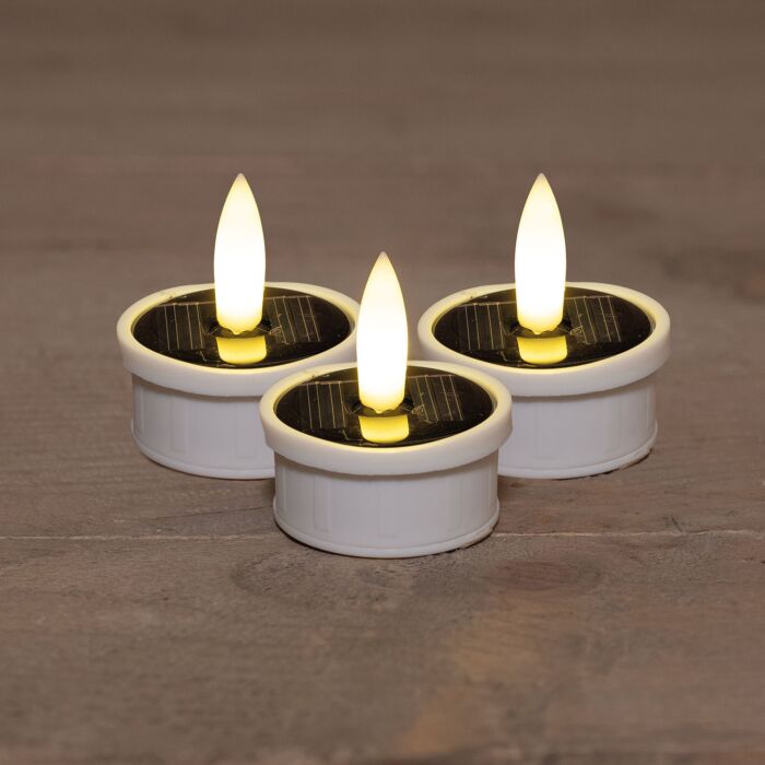 Solar-Teelichter «3D Flame», 3er-Set, realistische Flammenoptik