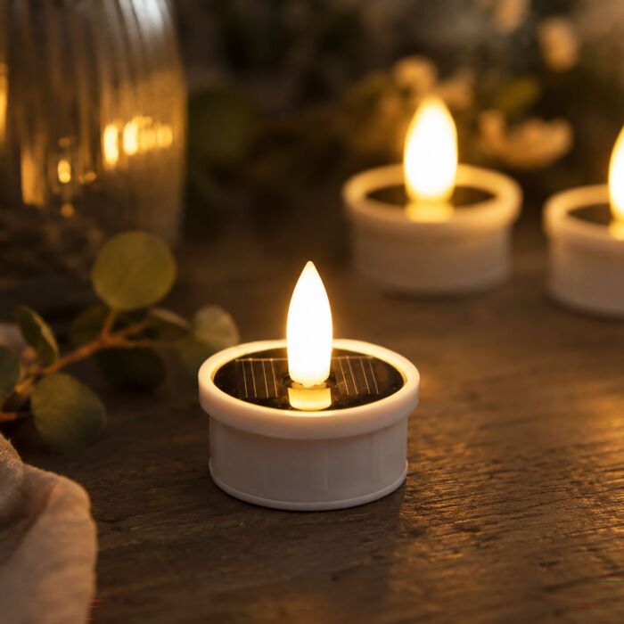 Solar-Teelichter «3D Flame», 3er-Set, realistische Flammenoptik