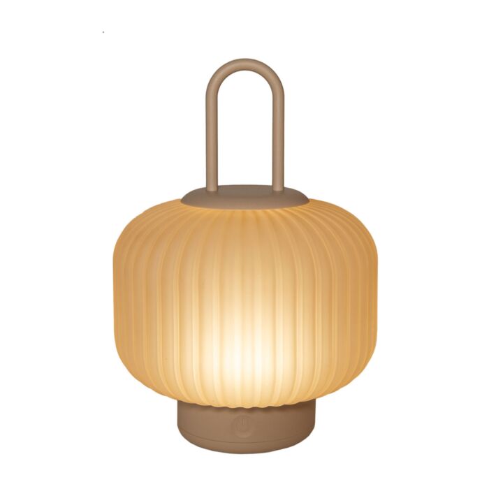 Lanterne en verre avec fonction tactile, intensité réglable, 3 couleurs de lumière, Usb-C sable