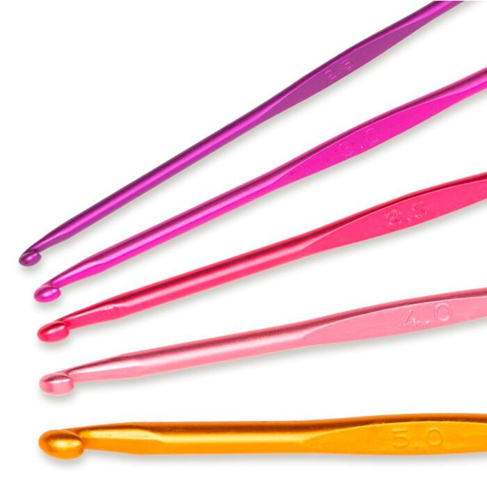 Prym Set de crochets « AluColor », 5 tailles, légers