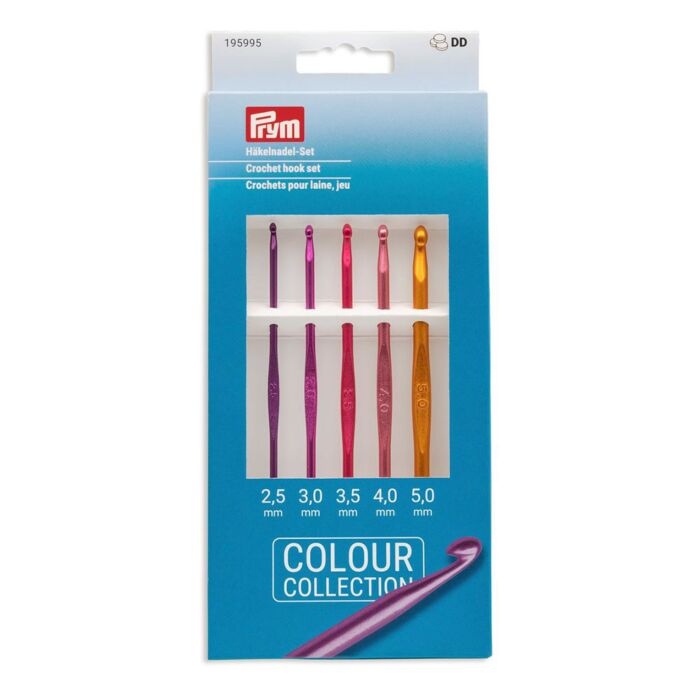 Prym Set de crochets « AluColor », 5 tailles, légers
