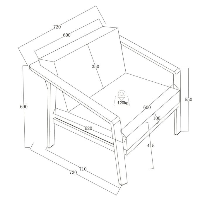 Fauteuil «Paris», aluminium aspect bois