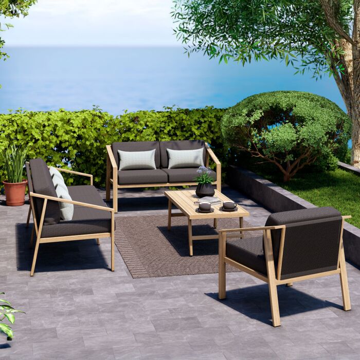 3-Sitzer Sofa «Paris», Aluminium in Holzoptik