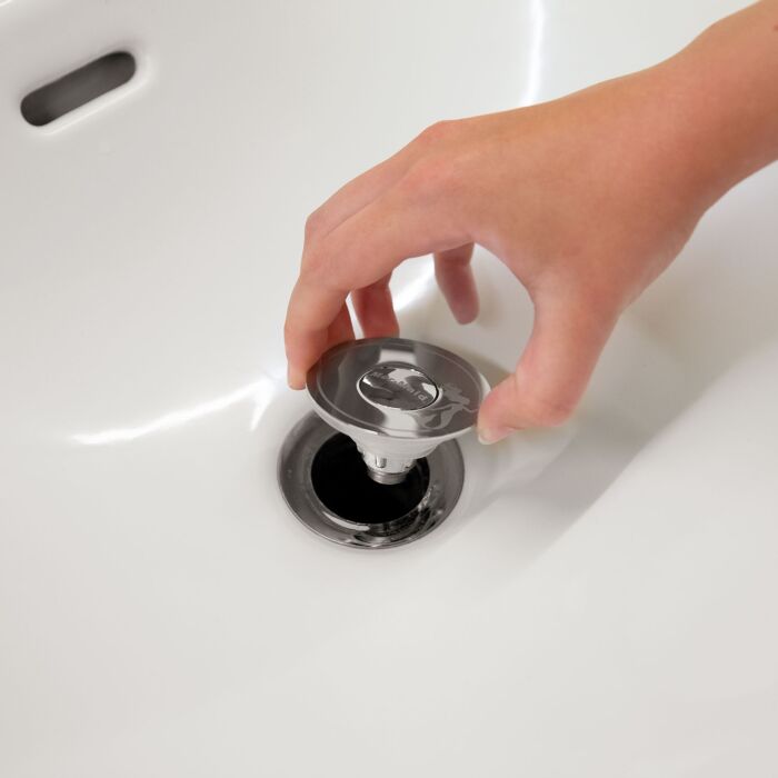 Bouchon évier Drain Magic 2 en 1, avec panier à cheveux, Ø 3,8–4,5 cm