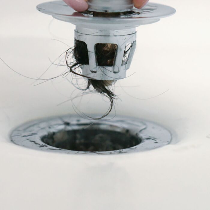 Bouchon évier Drain Magic 2 en 1, avec panier à cheveux, Ø 3,8–4,5 cm