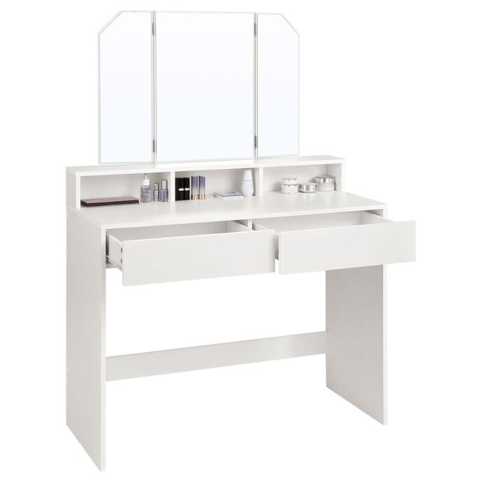 Coiffeuse VASAGLE avec miroir, tiroirs et étagères