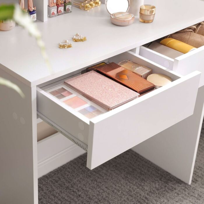 Coiffeuse VASAGLE avec miroir, tiroirs et étagères