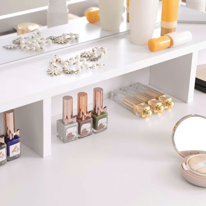 Coiffeuse VASAGLE avec miroir, tiroirs et étagères