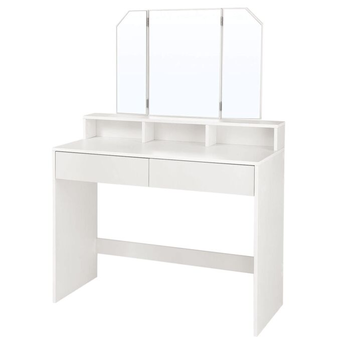 Coiffeuse VASAGLE avec miroir, tiroirs et étagères