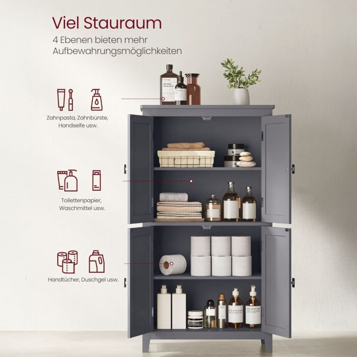 Badezimmerschrank «4-türig», mit 5-fach höhenverstellbaren Ablagen