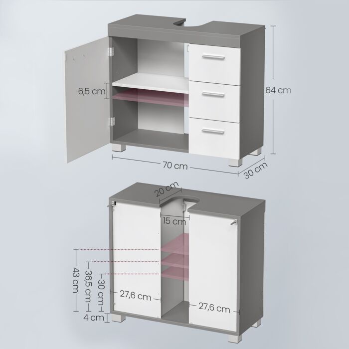 Meuble sous-lavabo VASAGLE, avec tiroirs