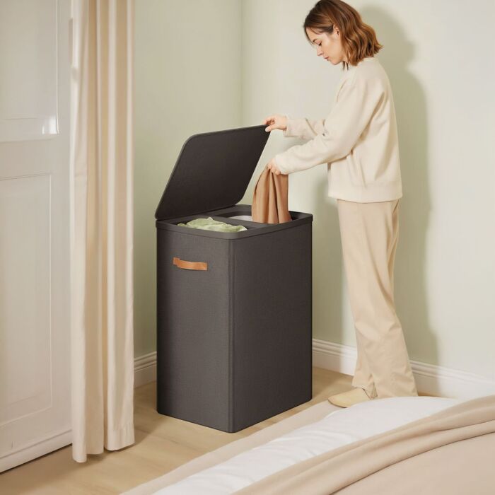 Songmics Wäschekorb 170 Liter mit 2 Innentaschen