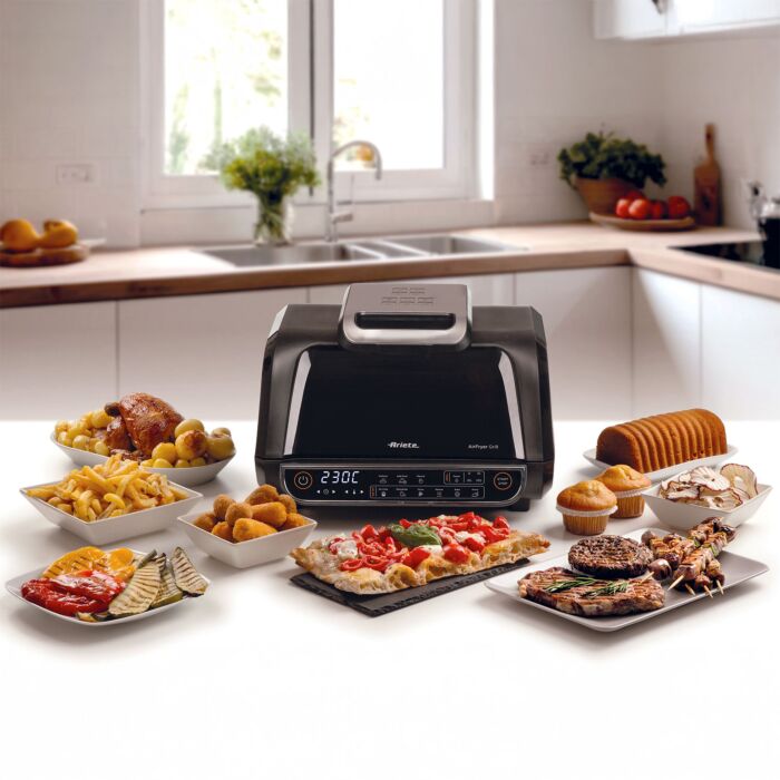 Ariete Grill und Heissluft-Fritteuse Multifunktion, 8 Programme, Touch-Display