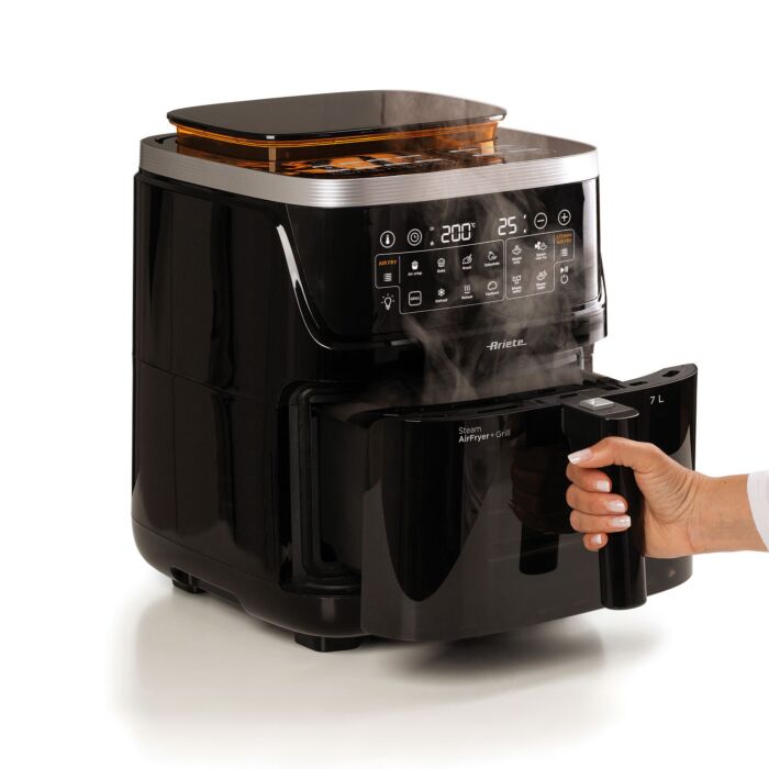 Ariete Heissluft-Fritteuse 4in1 mit Steamerfunktion, 7 L, 10 Programme