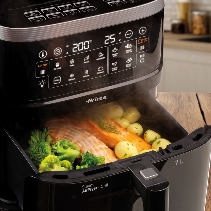 Ariete Heissluft-Fritteuse 4in1 mit Steamerfunktion, 7 L, 10 Programme