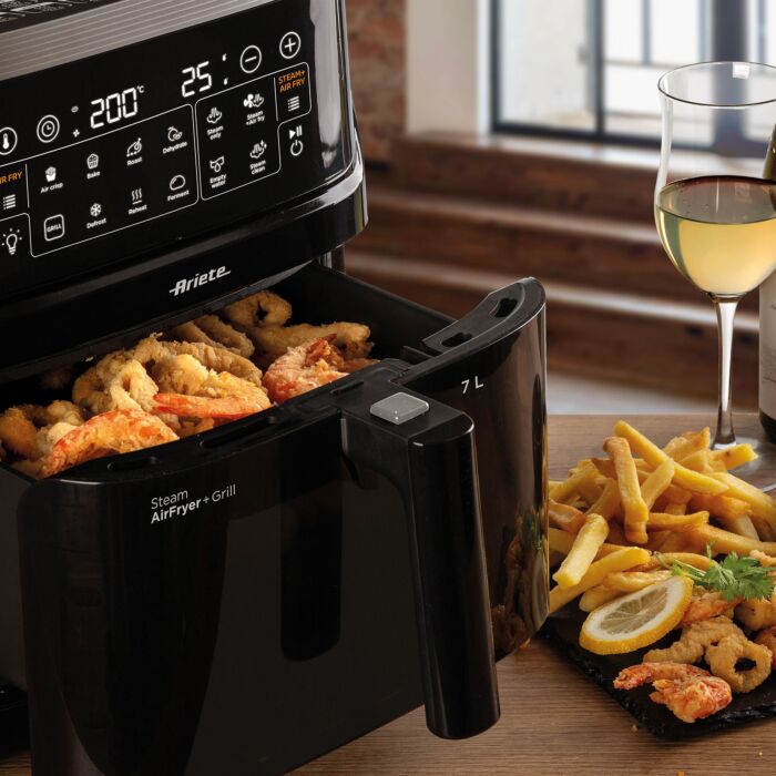 Ariete Heissluft-Fritteuse 4in1 mit Steamerfunktion, 7 L, 10 Programme