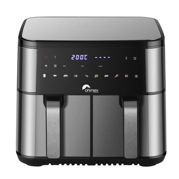 Friteuse à air chaud double Ohmex, 10 litres, 2 récipients de 5 litres chacun