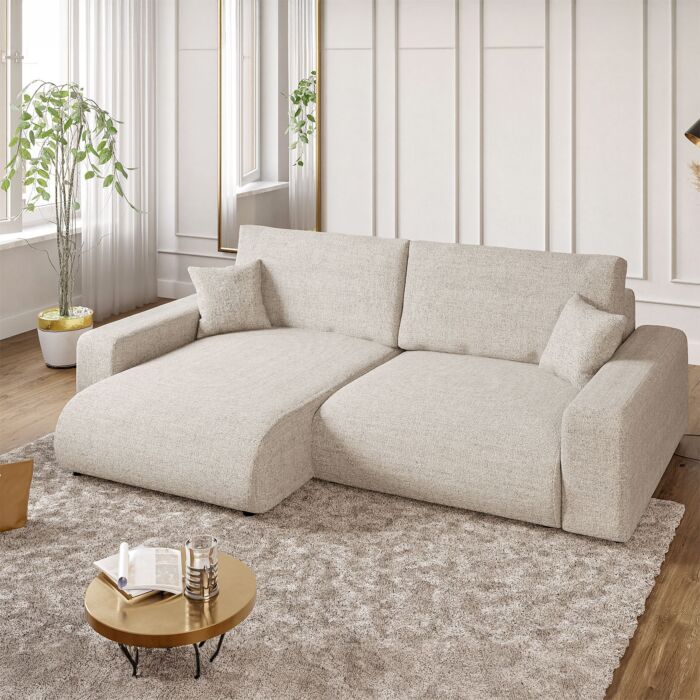 Ecksofa Junai mit Bettfunktion und Bettkasten