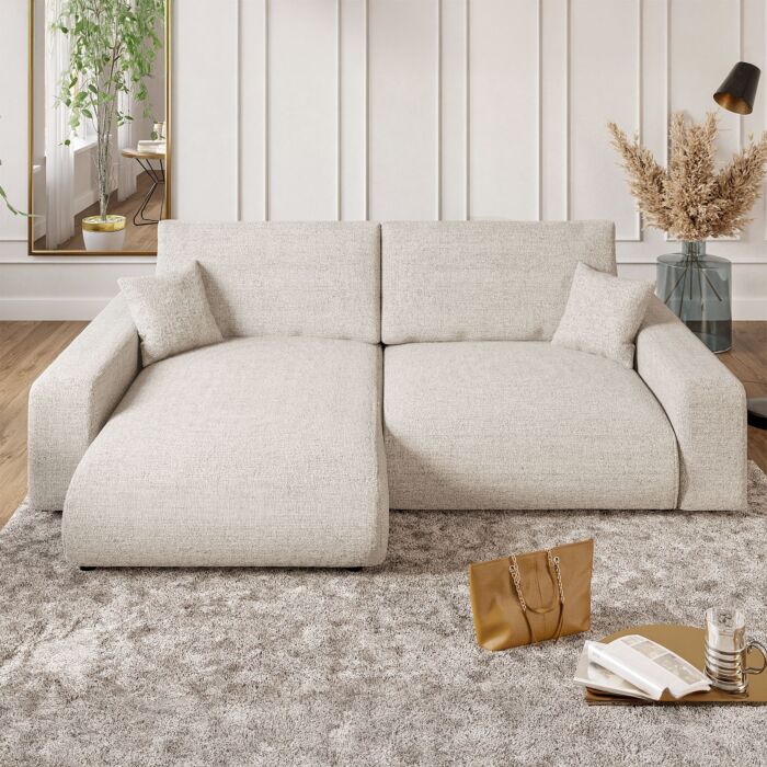 Ecksofa Junai mit Bettfunktion und Bettkasten