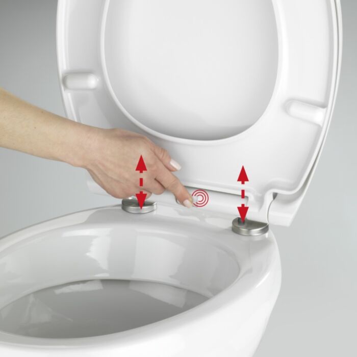Siège de WC « Boat » avec impression brillante, système d'abaissement automatique, thermoplastique