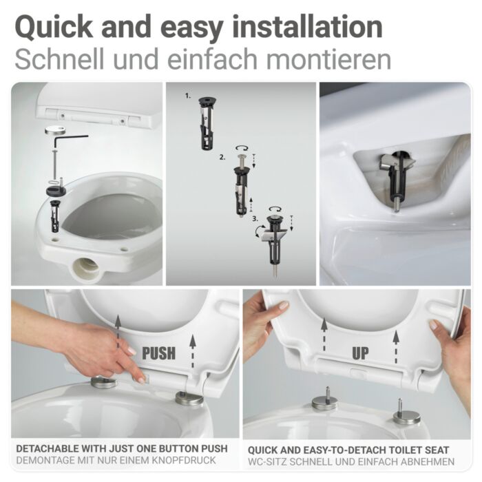 Siège de WC « Crevada » en Duro Unbreakable®, système d'abaissement automatique, extrêmement résistant