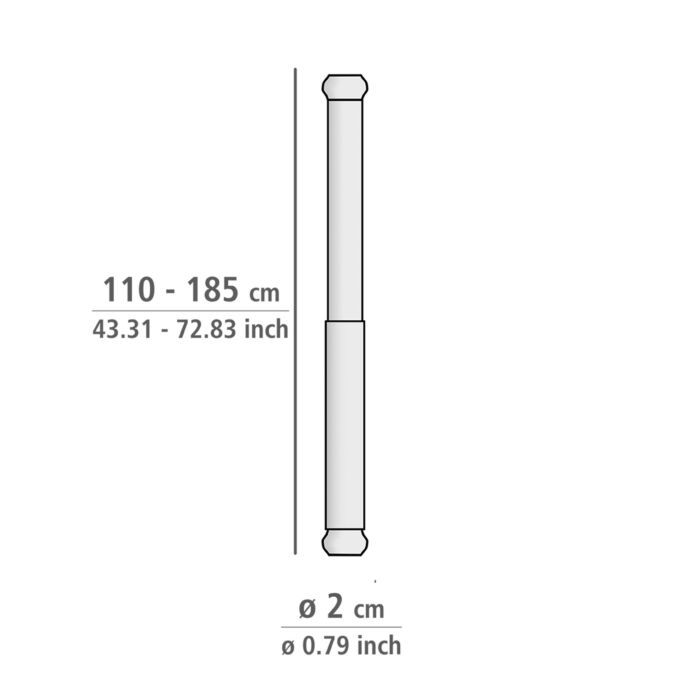 Barre de douche télescopique, 110-185 cm, sans perçage, en aluminium inoxydable