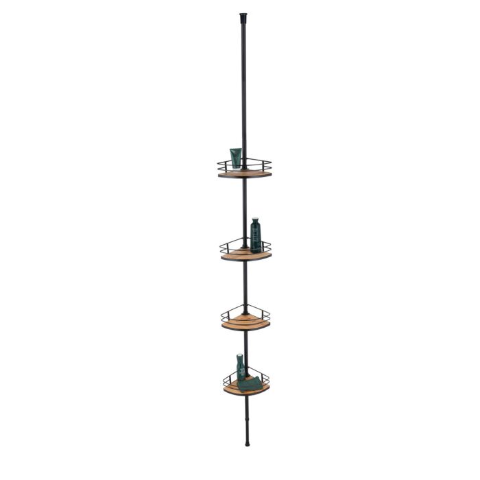 Teleskop-Eckregal «Dolcedo», Bambus & Edelstahl, ausziehbar bis 275 cm