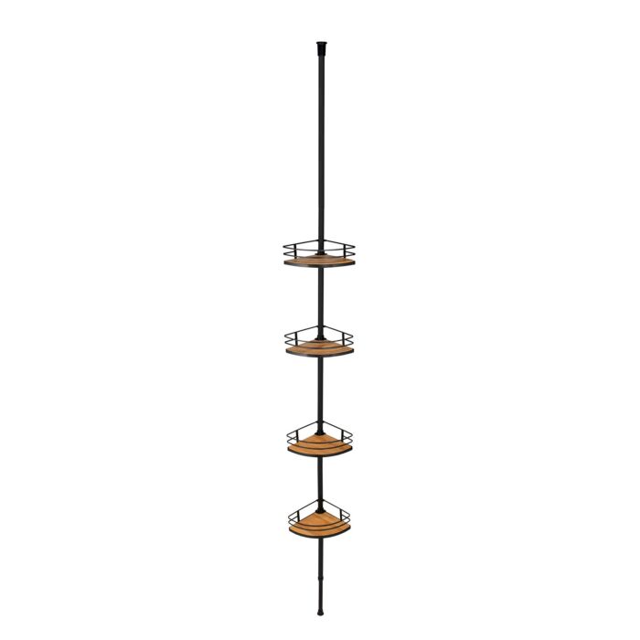 Teleskop-Eckregal «Dolcedo», Bambus & Edelstahl, ausziehbar bis 275 cm