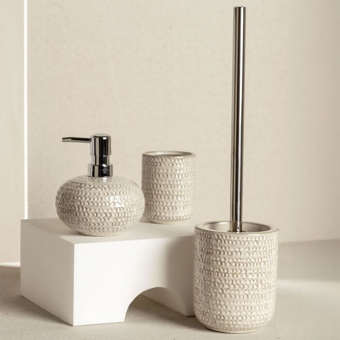 Ensemble brosse WC « Pergole », céramique avec lasure à effet, avec brosse