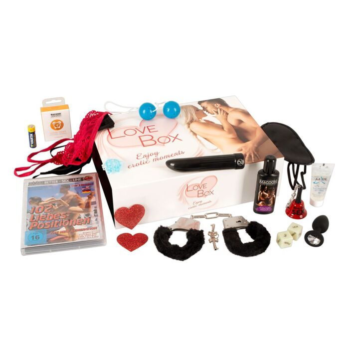 Coffret érotique Love Box International « 15 pièces », avec jouets, lingerie et accessoires