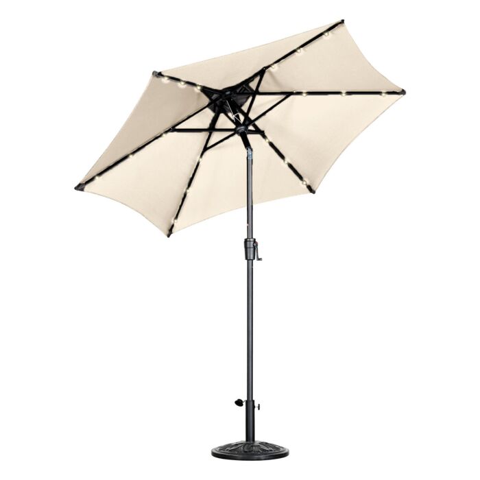 Parasol avec éclairage LED, UV50+, Ø 270 cm