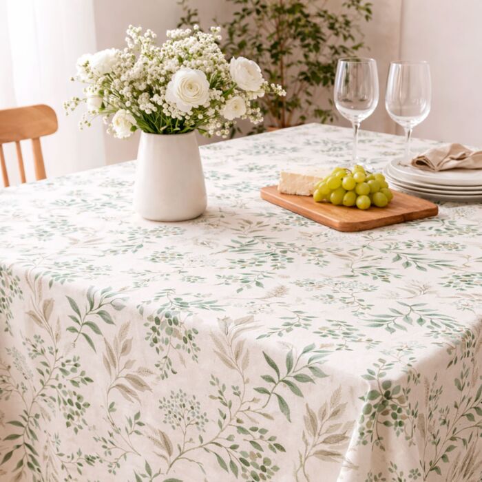 Tischdecke «Arabella», Floral, weiss-petrol